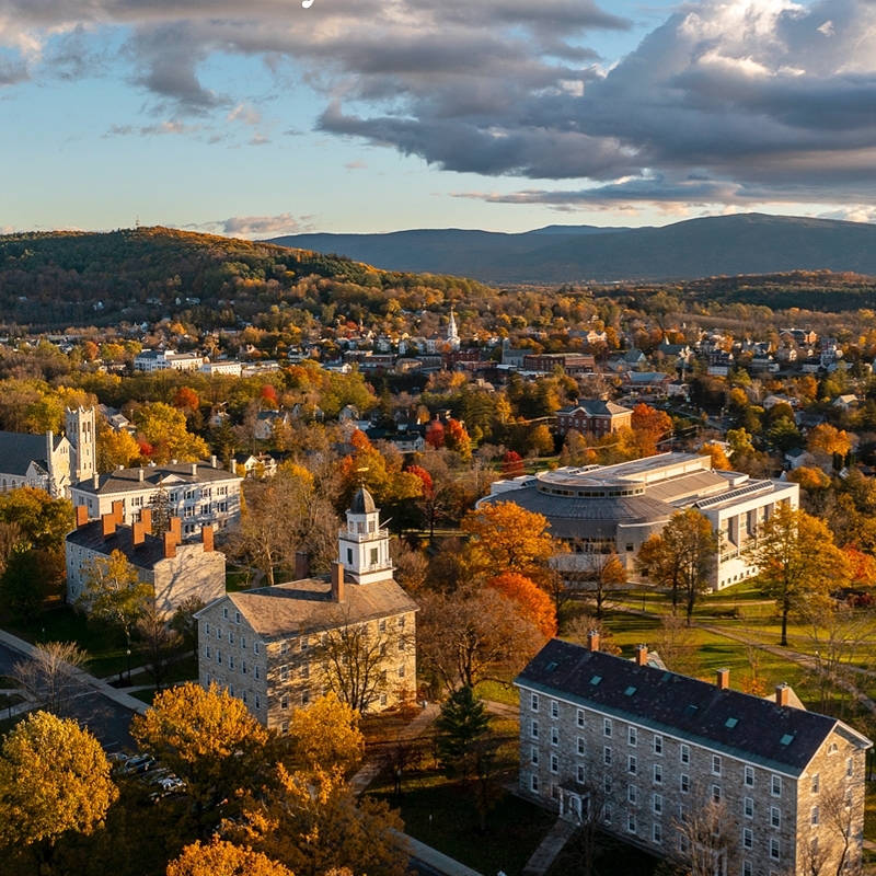 Middlebury aerial view of college